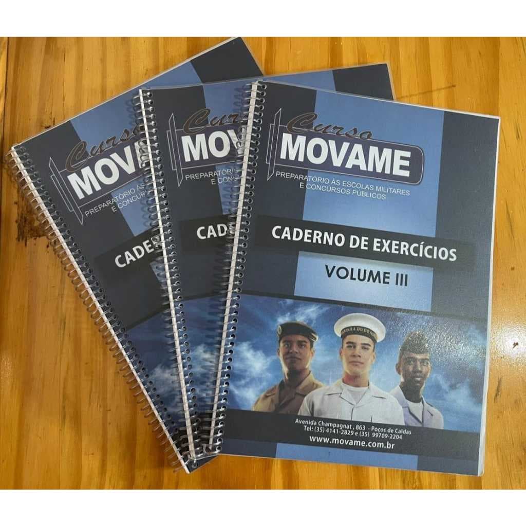 Cadernos de Exercícios MOVAME p revisão p Concursos Militares EN AFA EsPCEx EPCar CN APMBB EEAr EsSA EFOMM Seminovo
