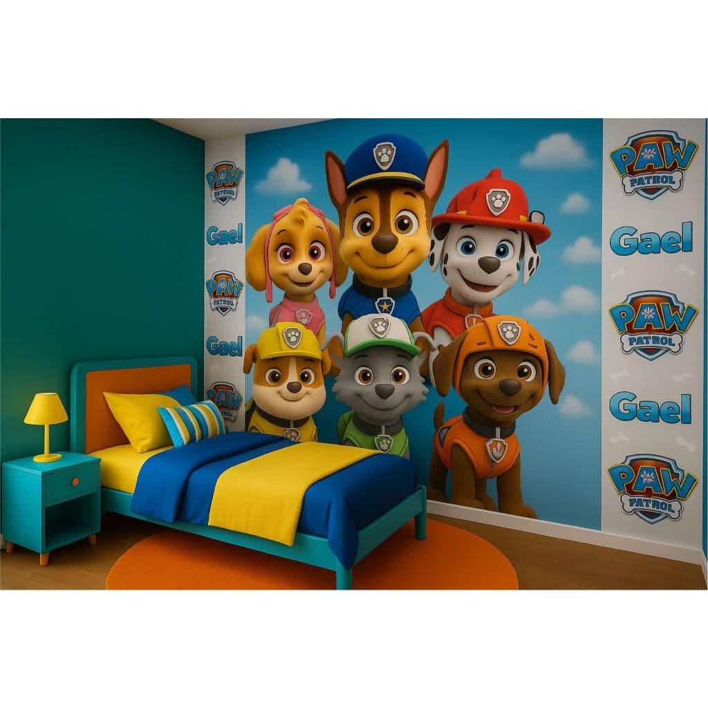 Patrulha Canina 3D Papel de Parede Adesivo Personalizado M² PAREDE TODA
