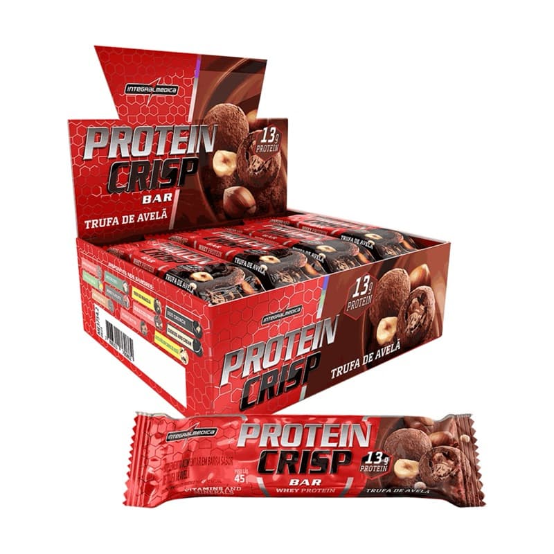 Trufa de Avelã Protein Crisp - Caixa 12 unidades — Barra Saborizada 45 g (Display c/ 12 unidades)