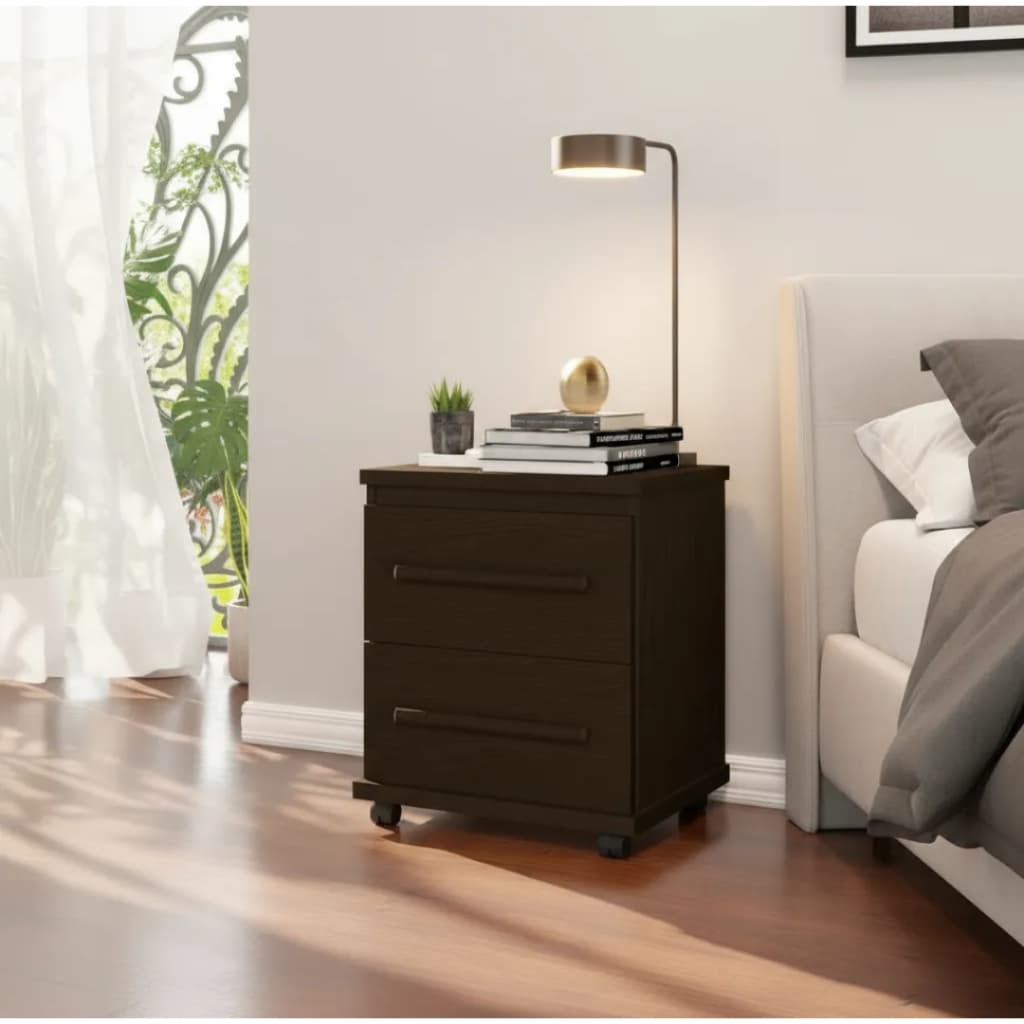 Gaveteiro De Cama Com Rodinhas 2 Gavetas Design Moderno MDP Noce