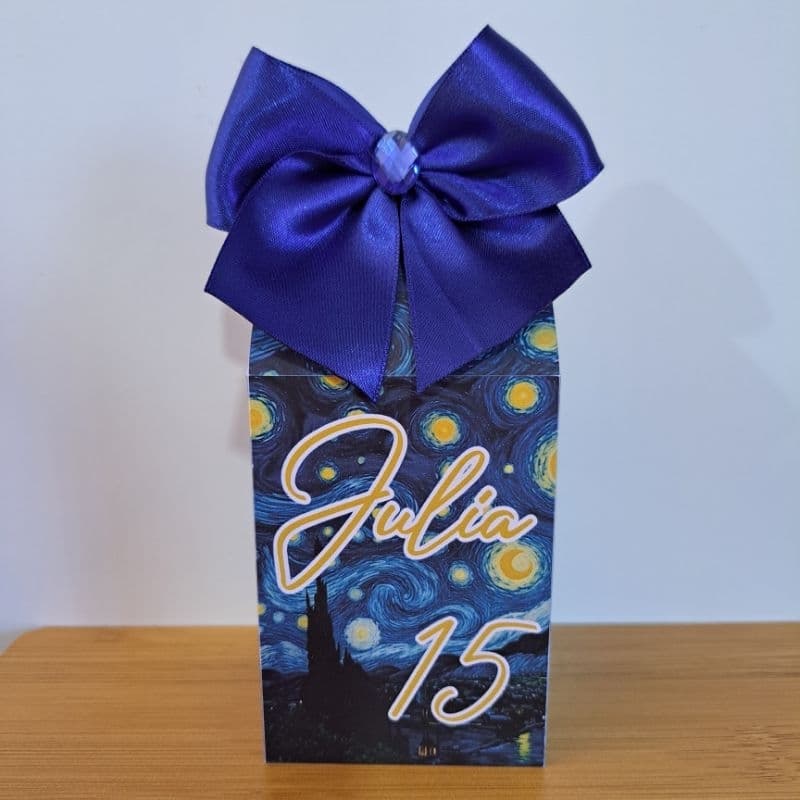KIT CAIXA MILK NOITE ESTRELADA VAN GOGH | Lembrancinhas Personalizadas com laço | ENVIO RÁPIDO