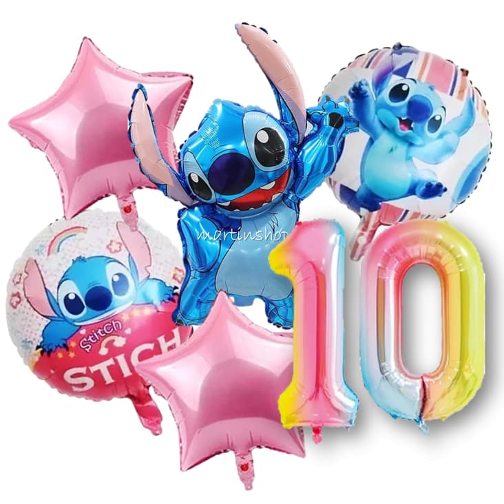 Kit 6 Balões Metalizados Stitch Festa Infantil Aniversário
