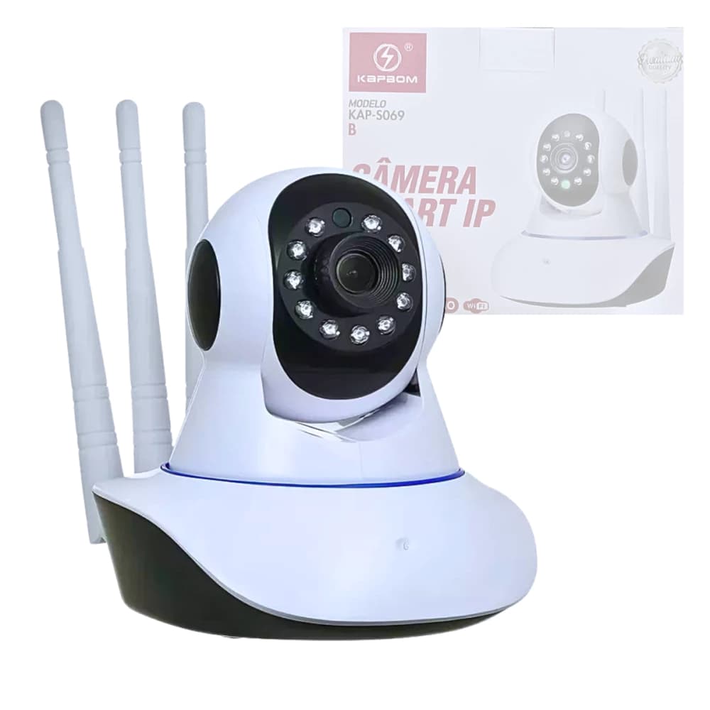 Câmera de Segurança Smart IP Wifi - Kapbom - Visão Noturna 360° e Detecção de Movimento