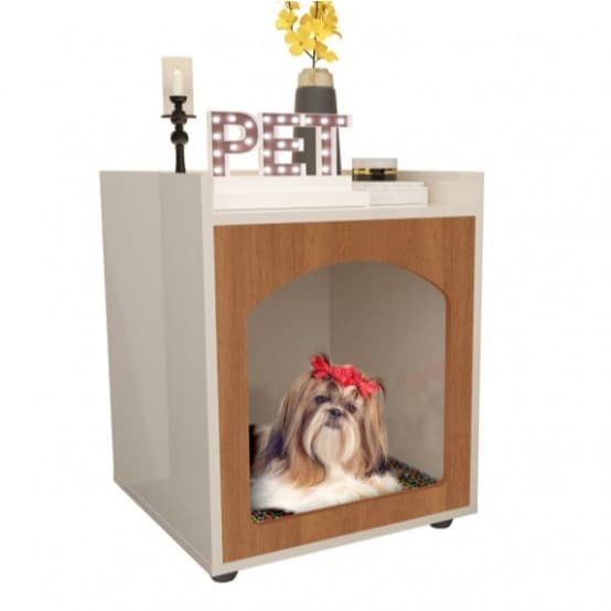Mesa de Cabeceira Pet, Casinha de Cachorro/Gato Off.Freijó