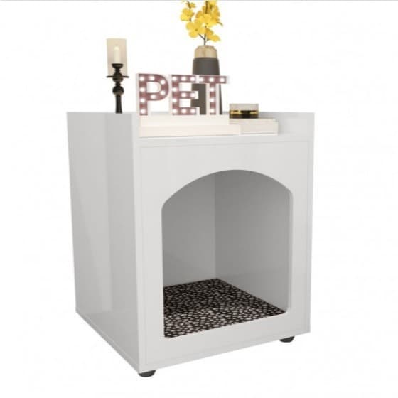 Mesa de Cabeceira Pet, Casinha de Cachorro/Gato - Branco