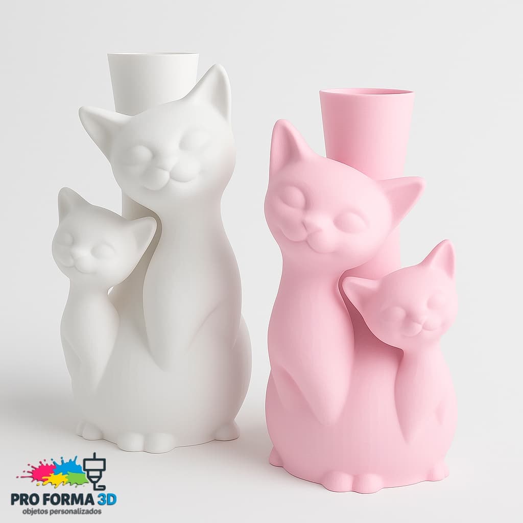 VASO DECORATIVO GATINHOS - PORTA PINCEL OU ARRANJO DE FLORES