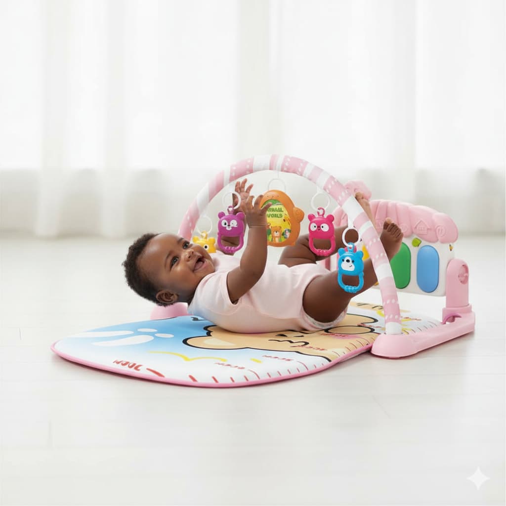 Tapete Atividades Musical Bebê Piano Interativo Educativo Rosa Conforto Desenvolvimento