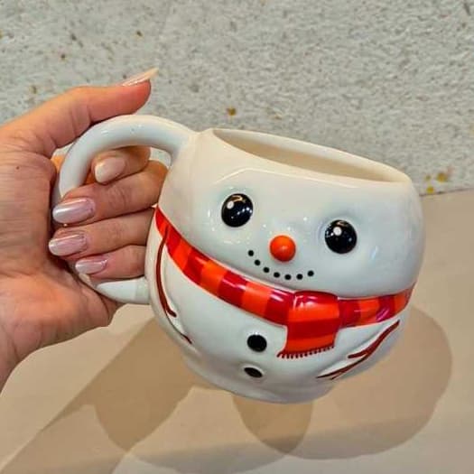 Caneca 3D Boneco de Neve Natal Cerâmica 400ml