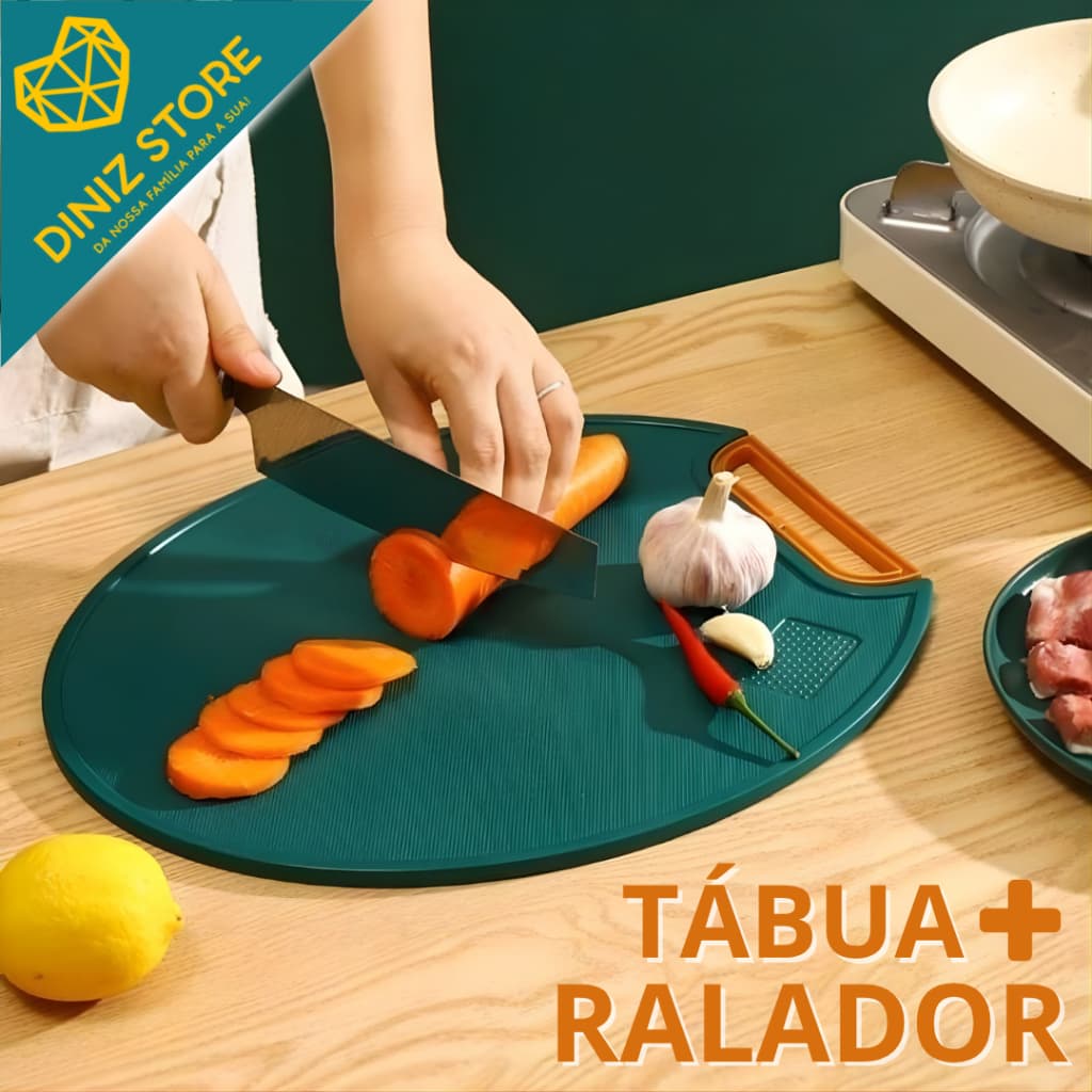 Tabua De Corte Com Ralador Integrado Para Cozinha Pratica Legumes Frutas Queijo Verde
