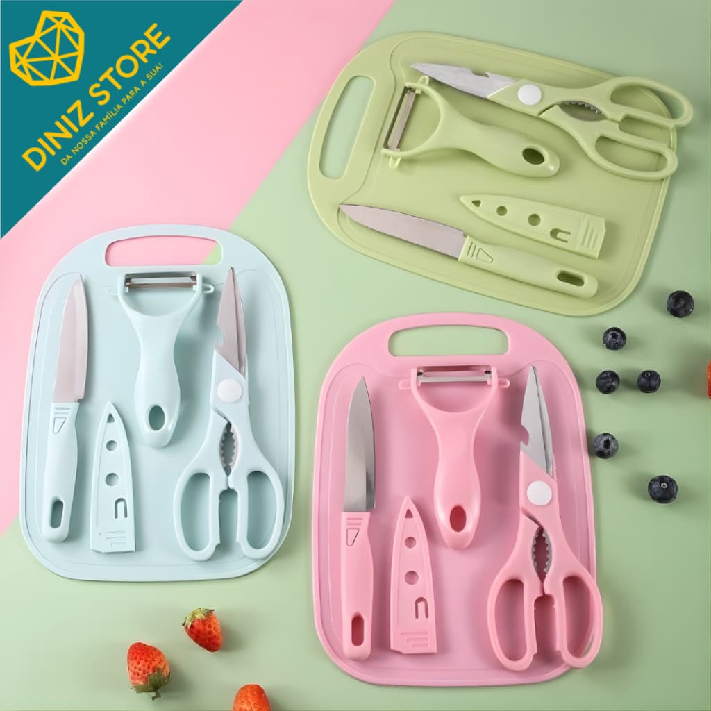 Conjunto 4 Peças Utensílios Cozinha Inox Práticos Ferramentas Preparar Alimentos Duráveis Acessórios