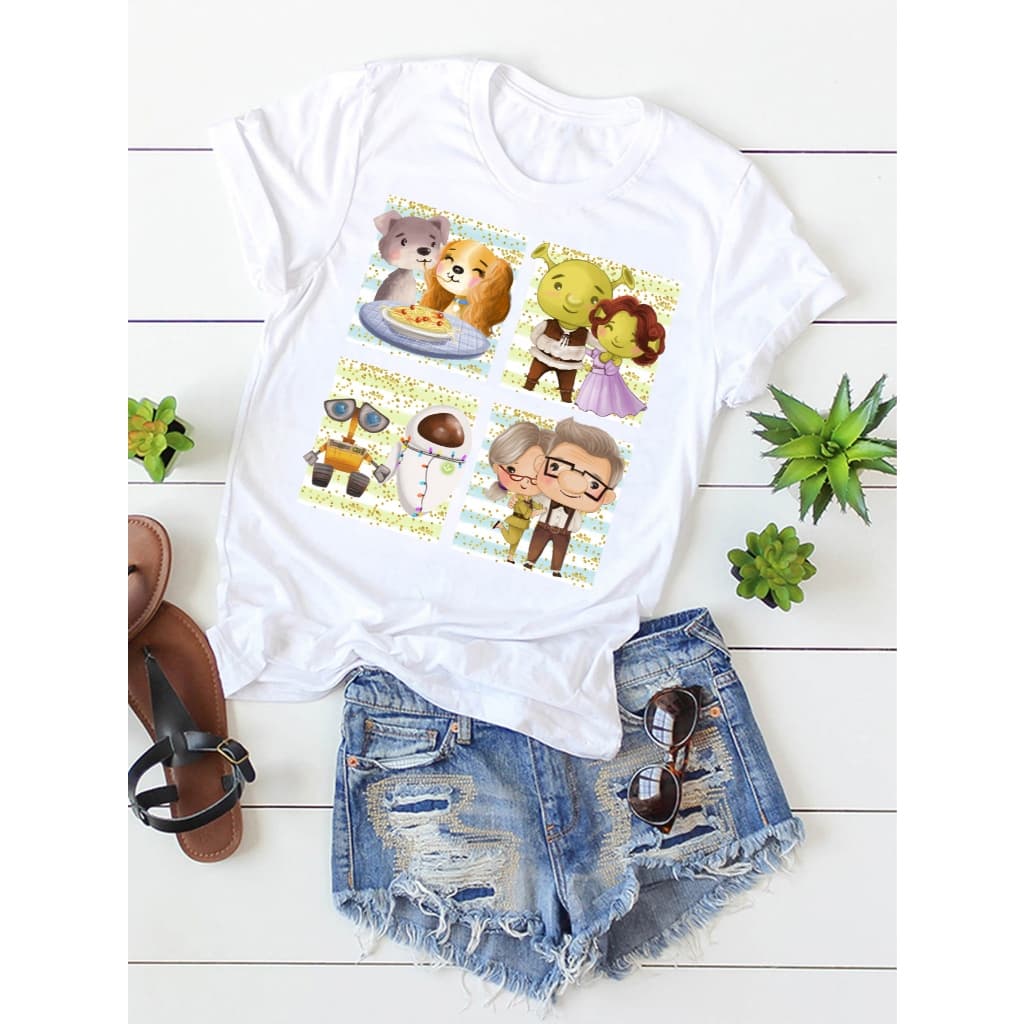 Camisa Filmes Clássicos Shrek Up Altas Aventuras Wall-E A Dama e o Vagabundo Infantil