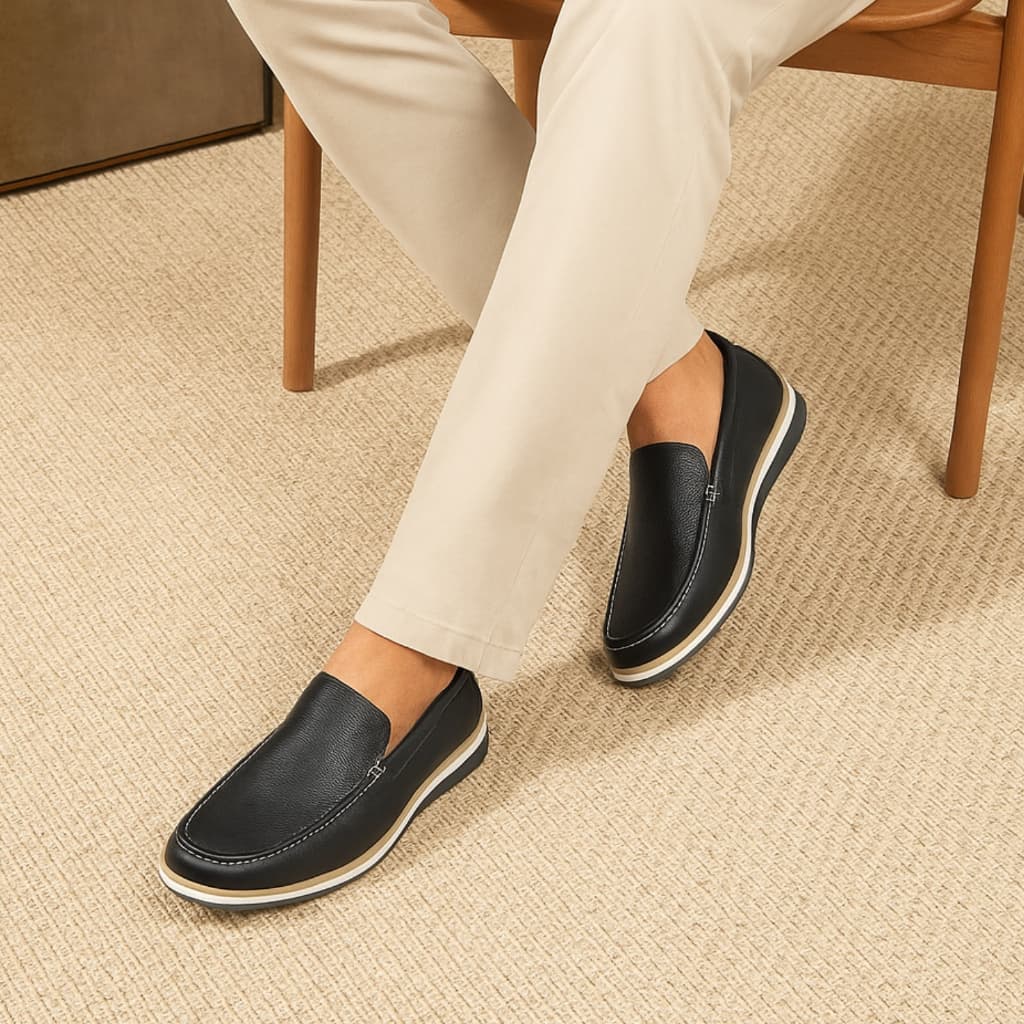 Sapato Mocassim Masculino Social Couro Legitimo Loafer Drive Slip on Calçar Fácil Sem Cadarço