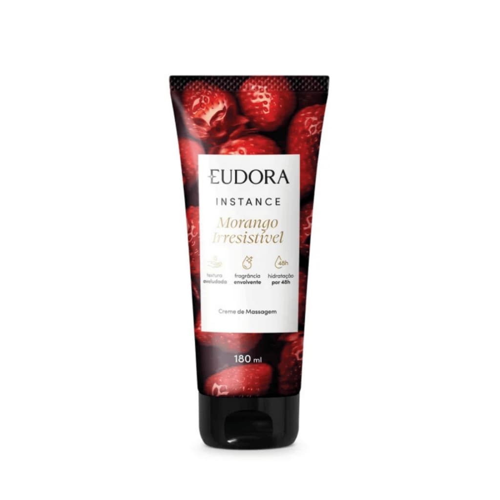 Creme de Massagem Instance Morango Irresistível 180ml – textura leve, fragrância & hidratação