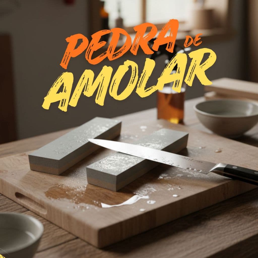 Pedra Afiar Amolador De Facas Dupla Face Profissional Cozinha 8"