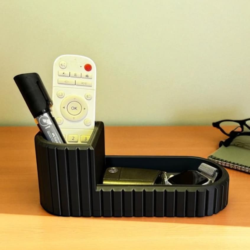 Organizador de Mesa e porta caneta treco multiuso de sala de estar recepção escritório ripado