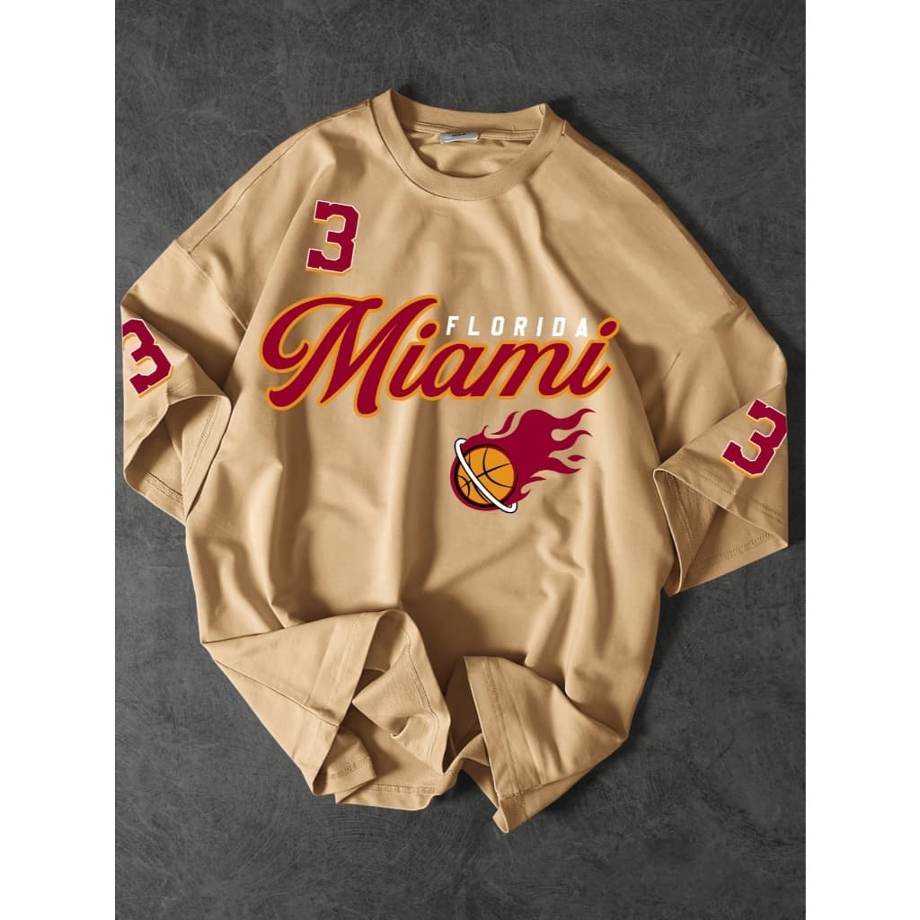 Camiseta Streetwear Masculina Verão Camisa 100% Algodão Estampada Casual miami