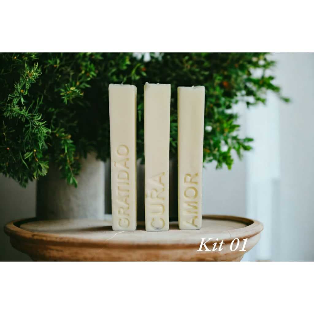Kit 3 Velas Com Intenções/Desejos/Palavras, Vela Decorativa Artesanal