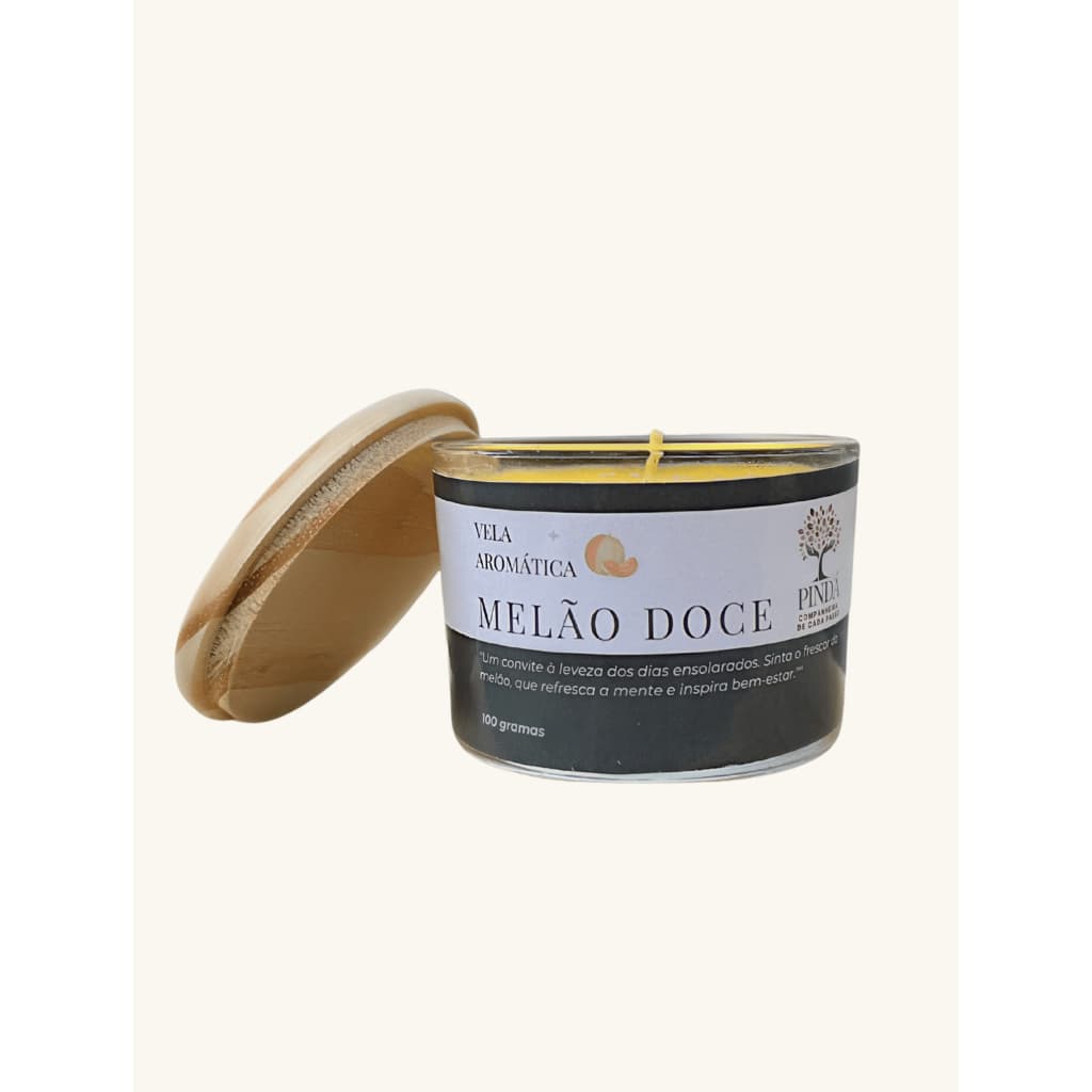 Vela Aromática Premium Melão Doce 100g Pavio de gel Cera Vegetal Duração de até 8 horas