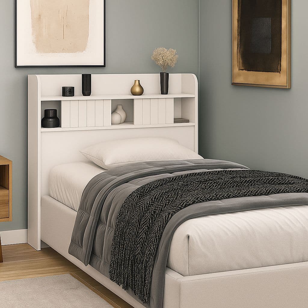 Cabeceira Dubai Material MDF Para Cama Quarto De Solteiro Cor Branco Sambare Decora
