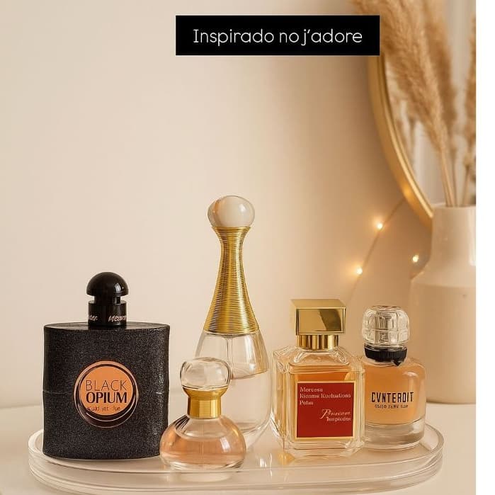 Miniatura Frasco Porta Perfume De Vidro 20 ml Vazio com Spray e Tampa Dourada inspiração