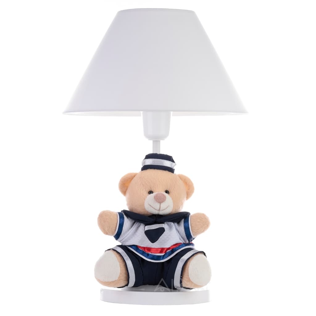 Abajur Infantil Quarto Bebê Menino Luminária Ursinho Marinheiro + Lâmpada De Brinde