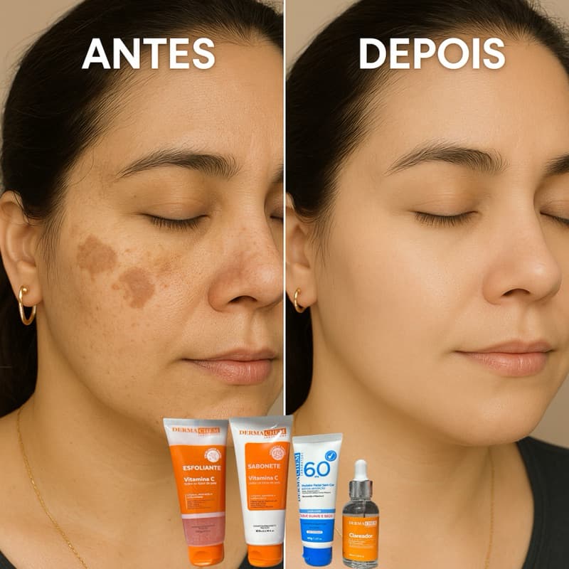 Kit Skin Care Dermachem Cuidado Facial com Vitamina C e Clareador para todos Tipos de pele Dermachem
