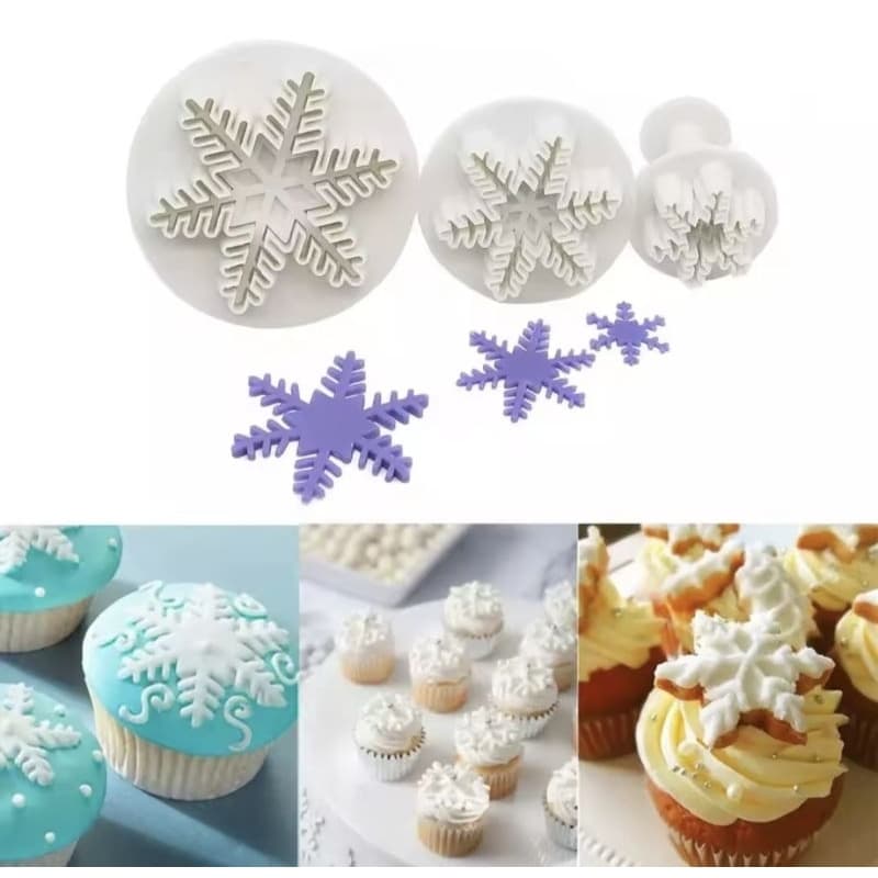 Kit Cortador Ejetor 3 peças Pasta Americana Flocos de Neve