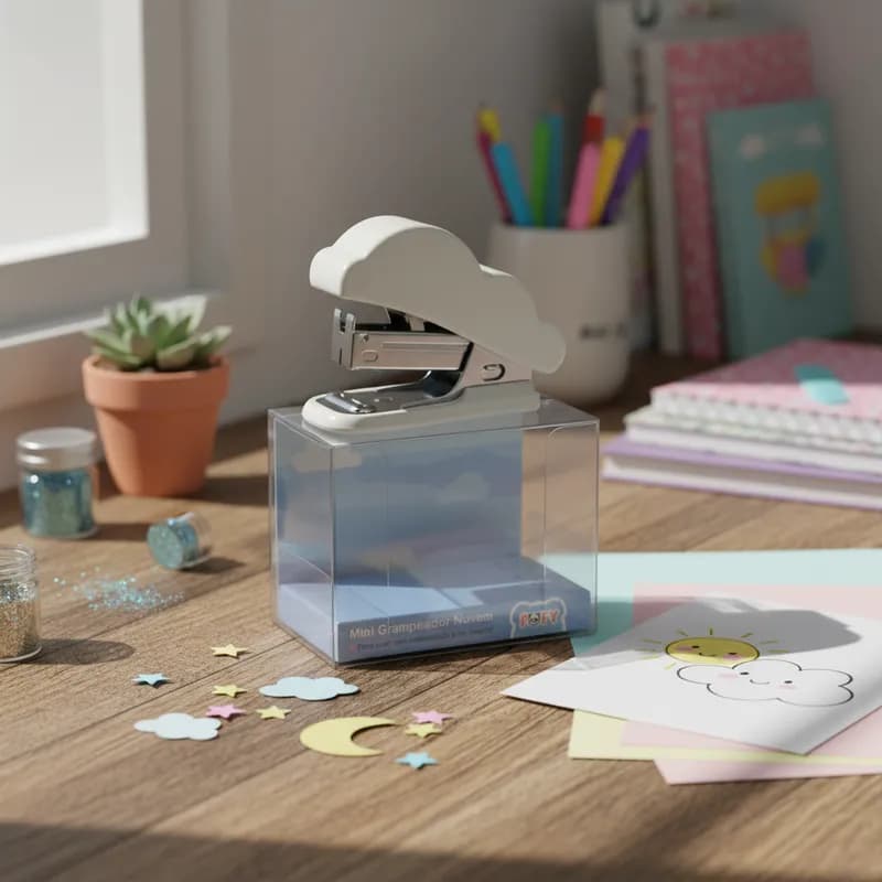 Mini Grampeador De Bolso Fofy Nuvem Escolar E Escritório