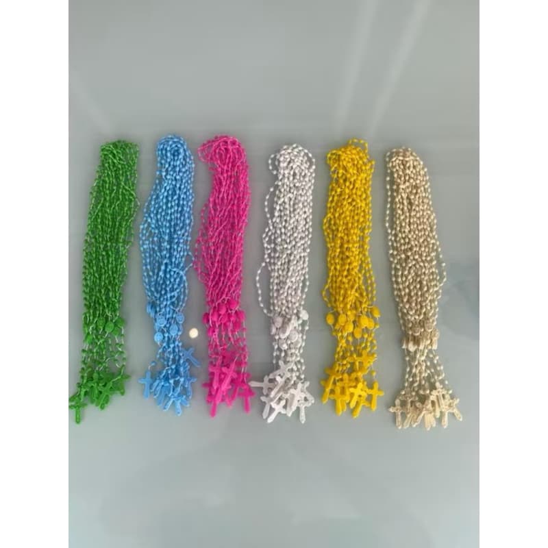 60 Terços Plastico - Nylon 38 cm - Contas Macias – Azul - Comprando ganhe  um lindo bauzinho com terço- Artigo Premium
