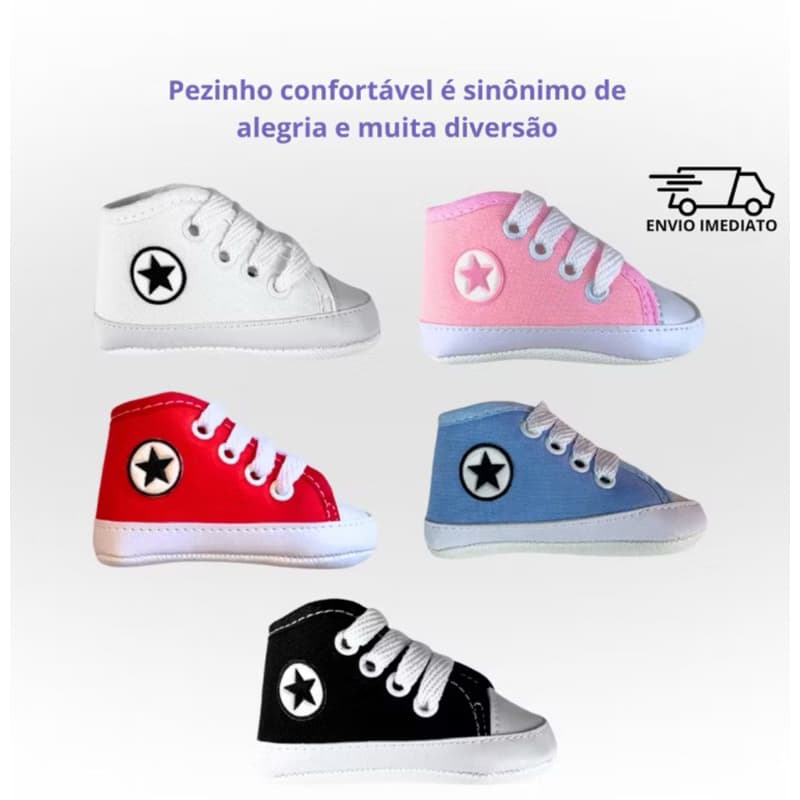 Kit 2 tenis allstarzinho para bebe menino menina unissex de 0 a 12 meses tênis sapatinho bebê rn