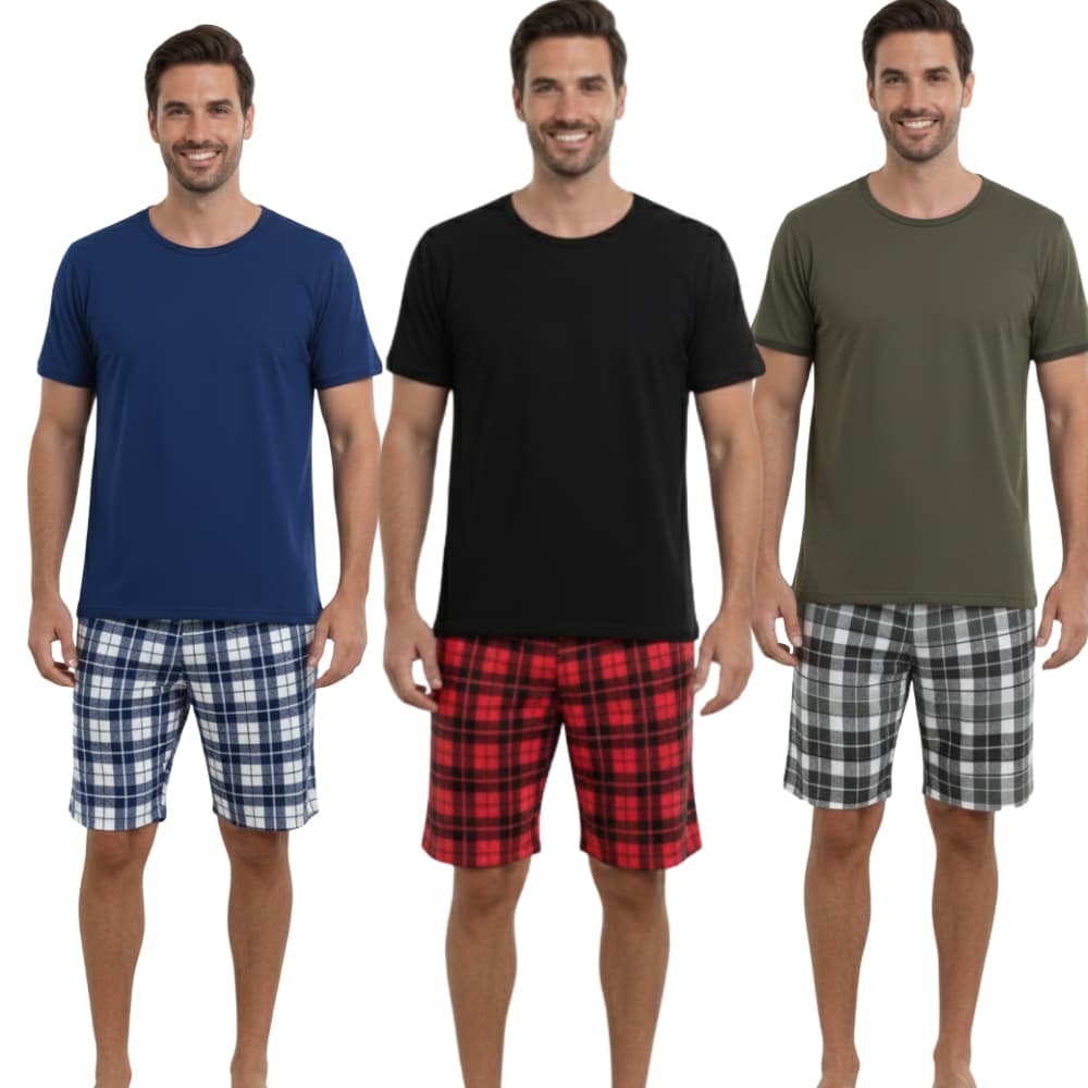 Pijama Masculino Curto com Bermuda Xadrez – Estilo, Conforto e Escolha de Cor/ Pijama Masculino Longo Xadrez Básico Luxo
