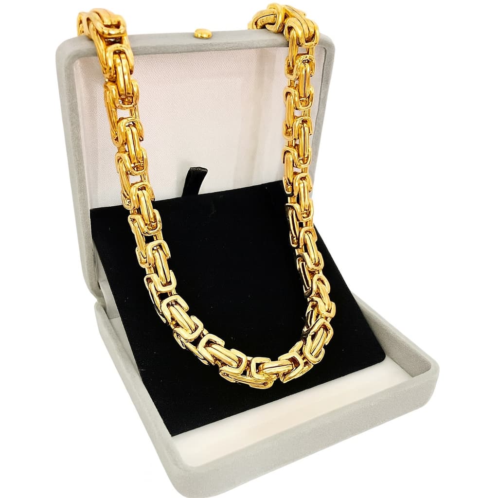 Exclusivo Cordão Masculina 60 cm Colar Masculino Peruano Grosso Aço Maciço Dourado