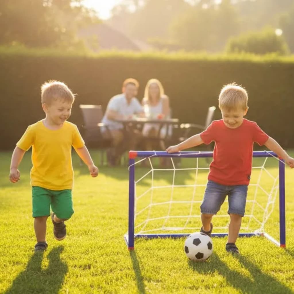 Kit Mini Gol Infantil com Trave Rede Bola e Bomba de Ar Golzinho de Futebol Brinquedo para Crianças