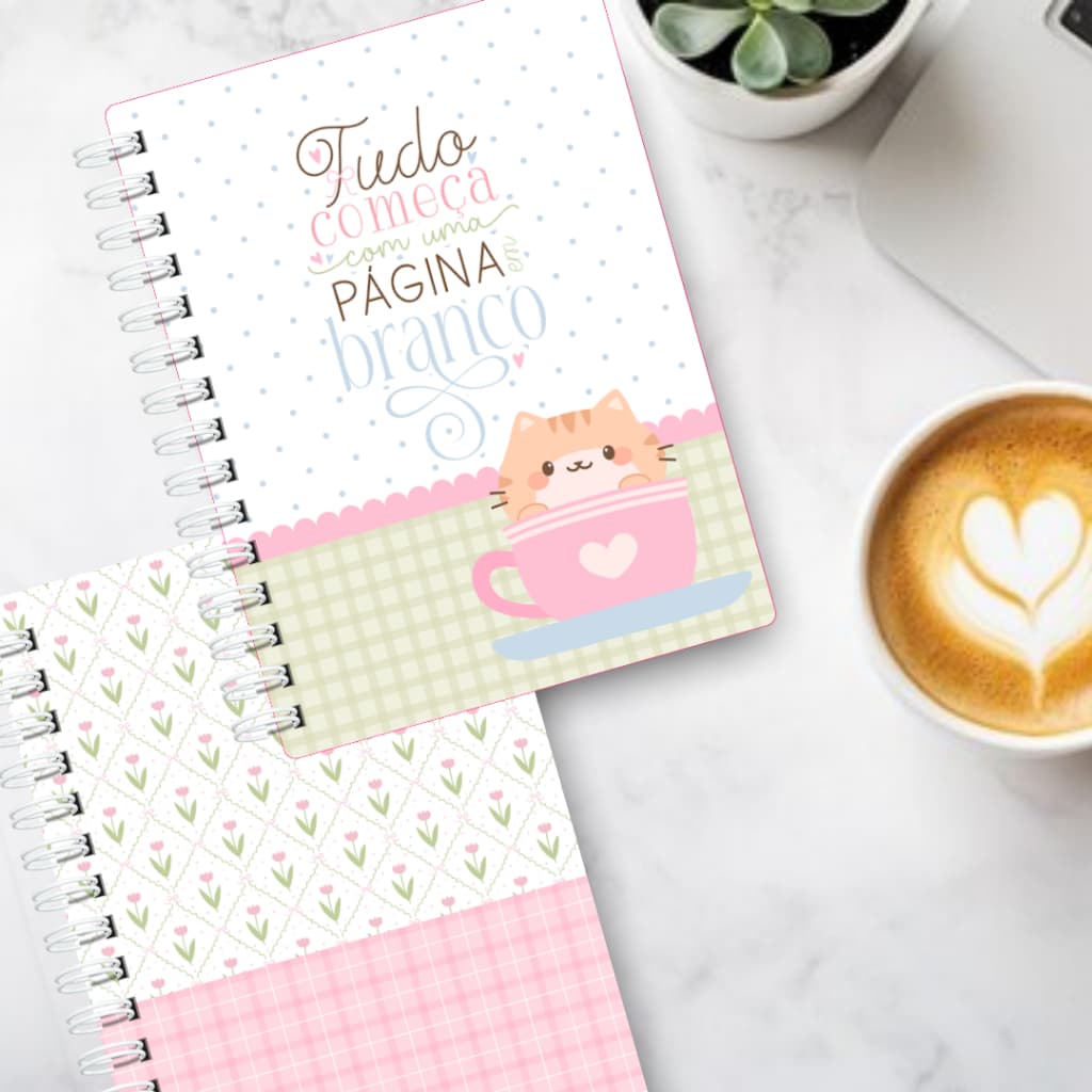 Caderno Coleção Florescer 🌸 A5 | 100 folhas 75g | Pautado, Quadriculado ou Pontilhado | Elástico e Porta Documento