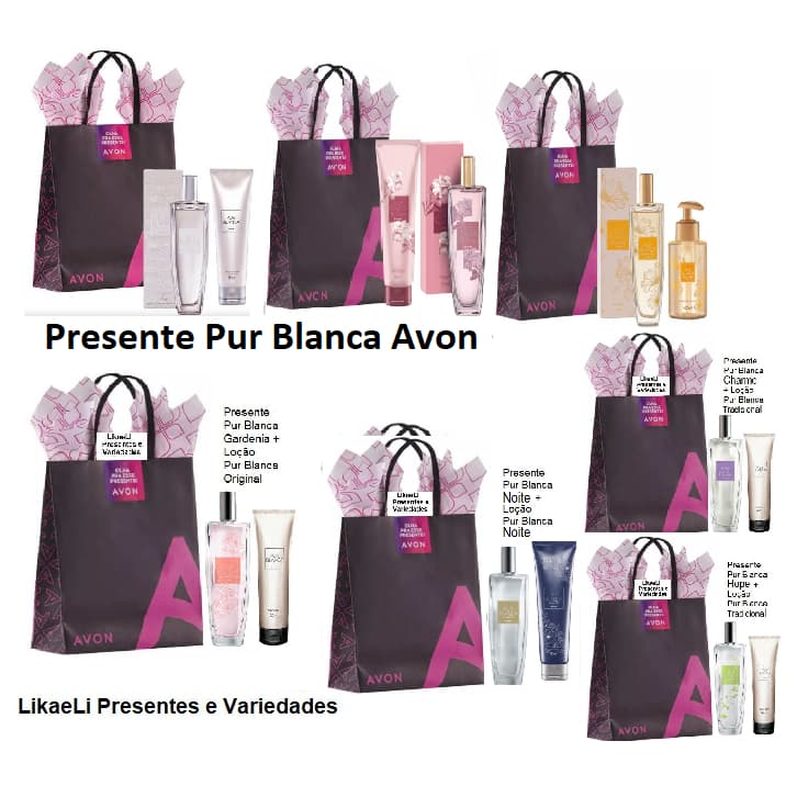 Kit Presente Avon; Pur Blanca Tradicional, Charme,My Essence, Noite, Serenity;
