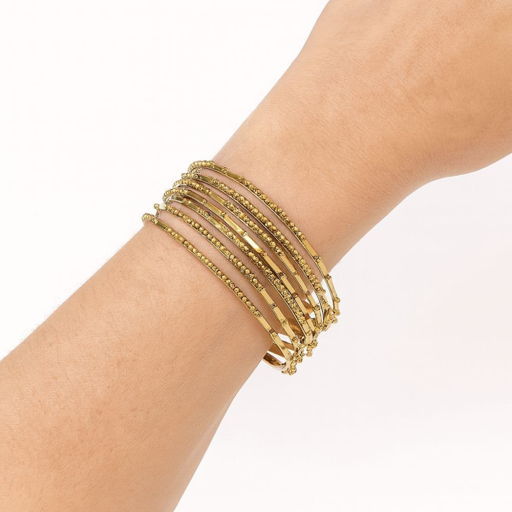 Conjunto de Pulseiras Indiana Dourada 12 Argolas