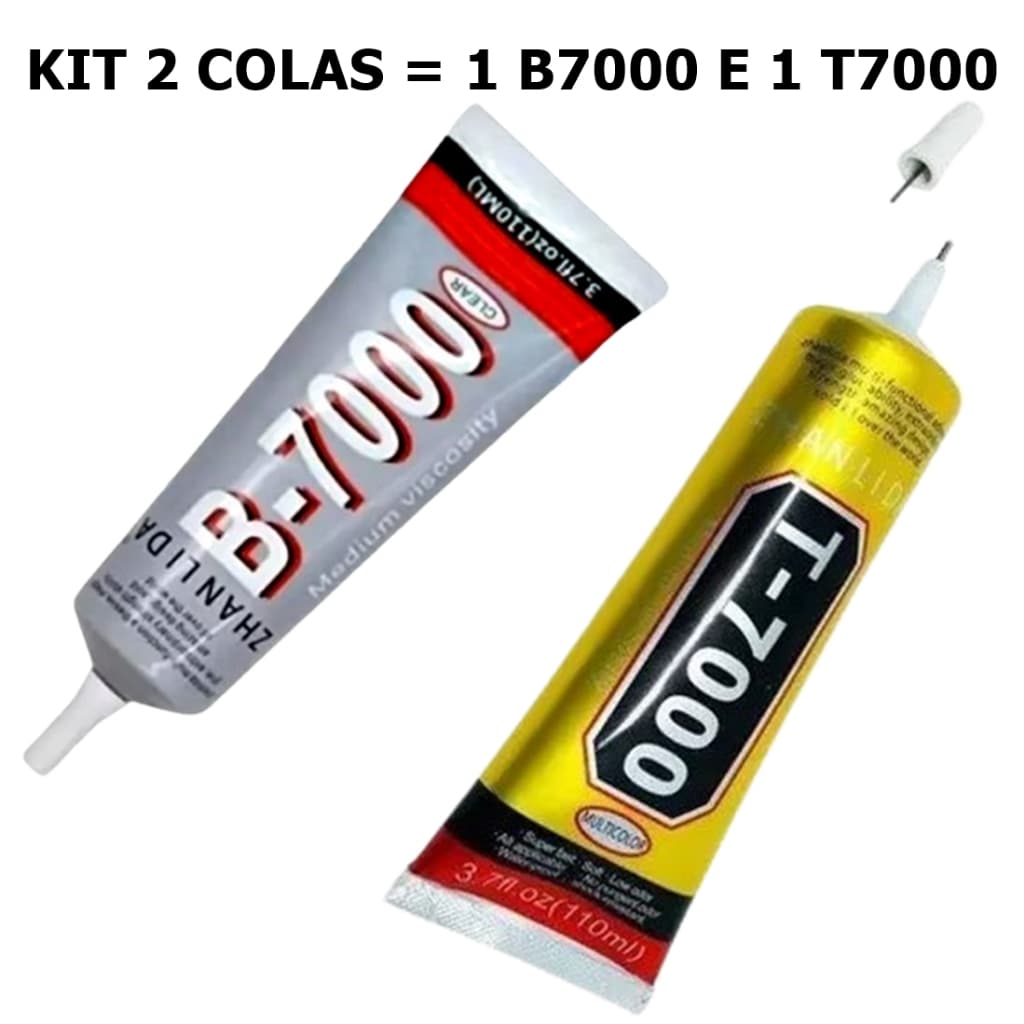 Conjunto com 2 Colas 1 Cola B7000 e 1 Cola T7000 110 ml Adesiva Cola Papelaria Display Touch