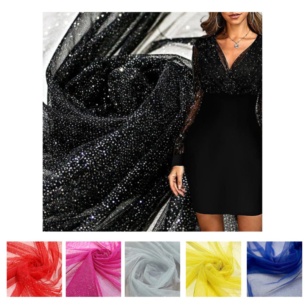 5 Metros Tecido Tule com Glitter Brilho Brilhante Leve Ideal para Fantasias Vestidos e Decoração