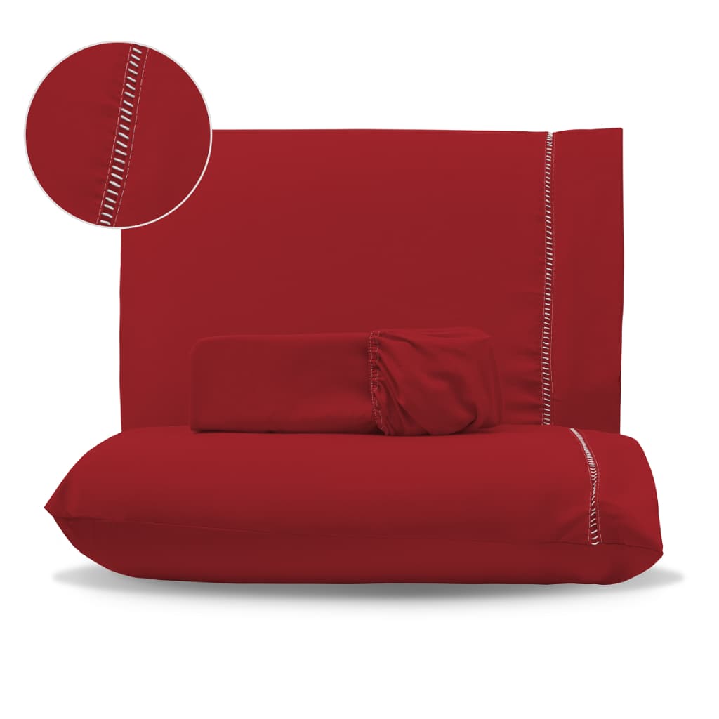 Lençol 400 Fios King/Casal/Queen/Solteiro  Micropercal Ponto-Palito Toque Suave Kit 3 Peças Cama Box