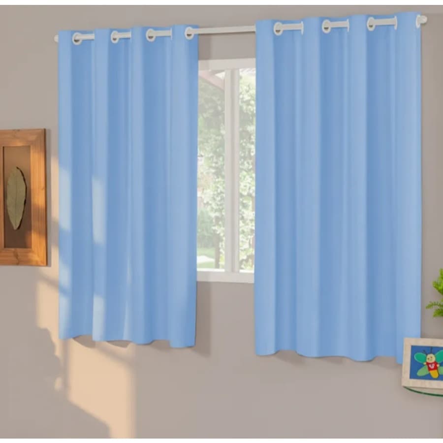 Cortina 100% Blackout Corta Luz Blecaute 2,20 m x 1,30 m Sala/Quarto/Cozinha - Azul Bebê