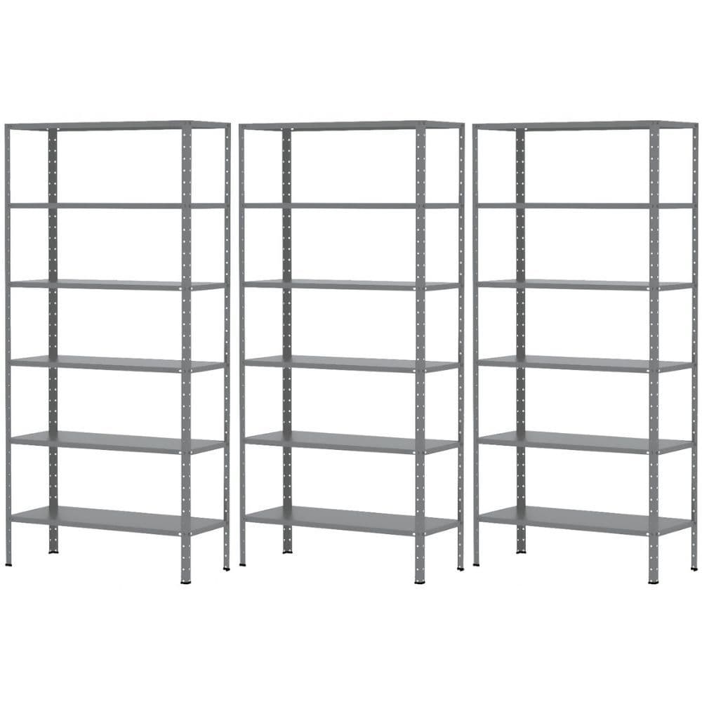 3 Estante Aço Armário 90cm Com 6 Bandejas Reforçadas Estoque Almoxarifado
