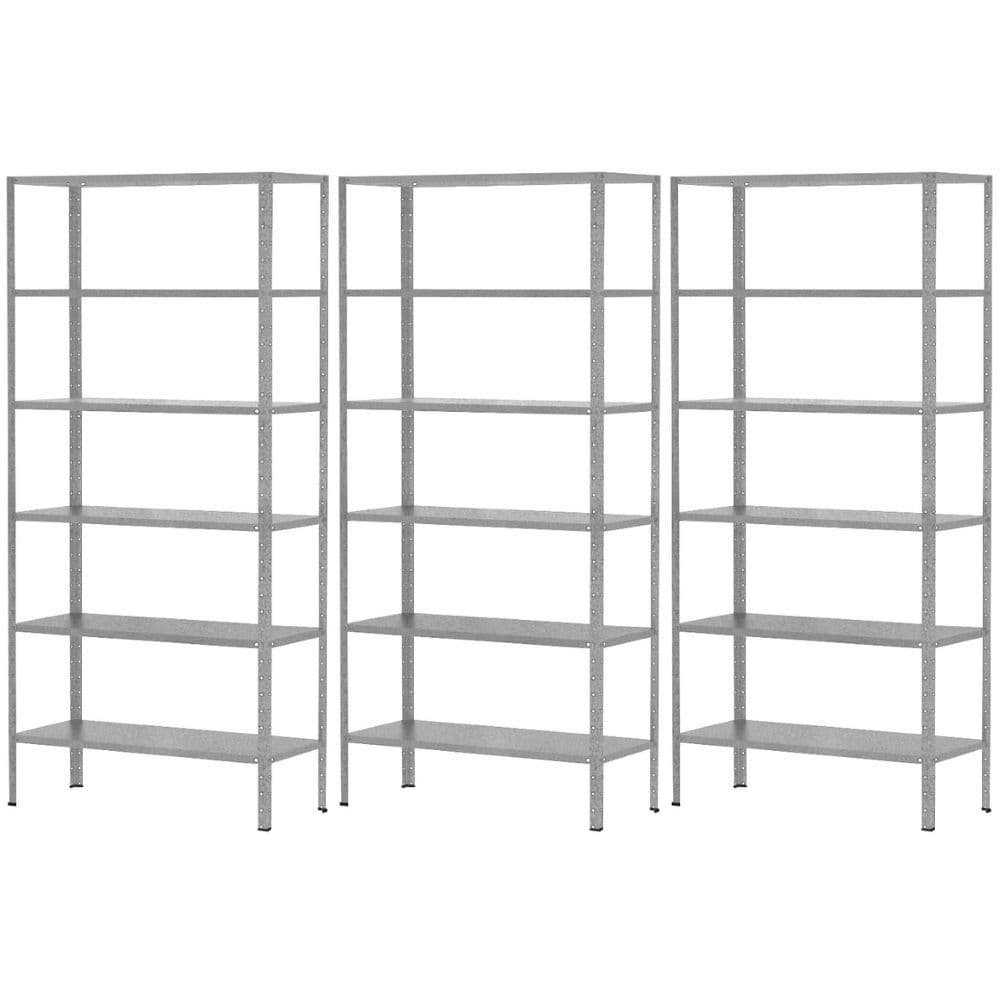 3 Estante De Aço Armário 6 Bandejas 90Cm Multiuso Escritório