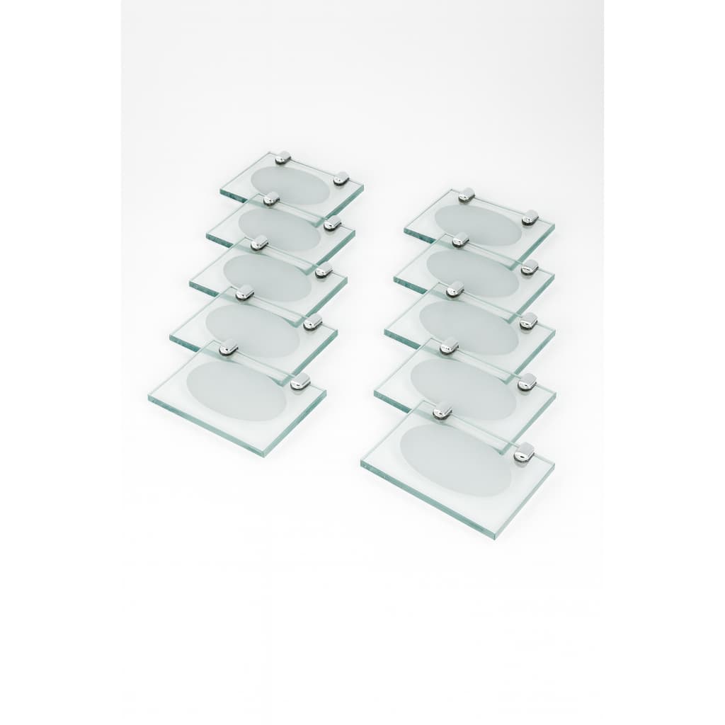 Kit 10 Saboneteiras de Vidro Reta 14,5 x 9,5 cm incolor com Inox De luxo Para Qualquer Ambiente Banheiro Cozinha Lavabo