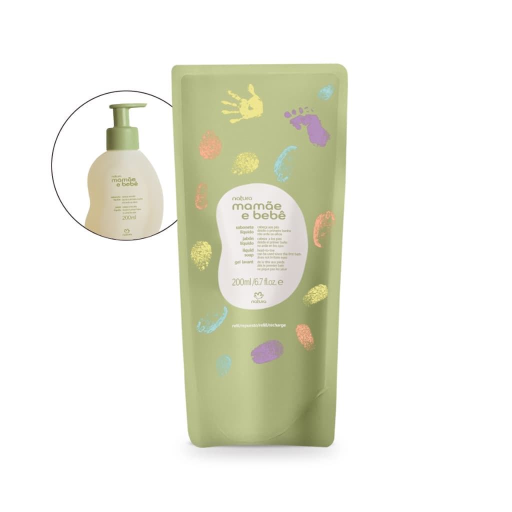 Refil Sabonete Líquido da Cabeça aos Pés Mamãe e Bebê 200ml Natura
