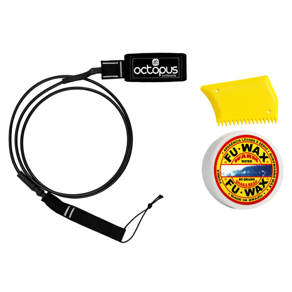 Leash Strep Prancha De Surf 6´pés + Parafina Fu Wax Surf + Raspador