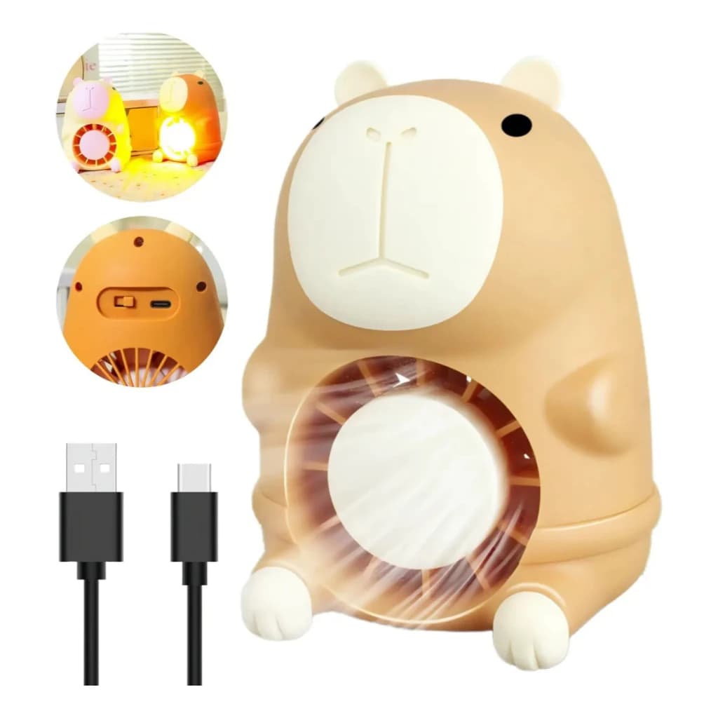 Ventilador De Capivara Com Luz Noturna, Presente Para Criança Envio Imediato