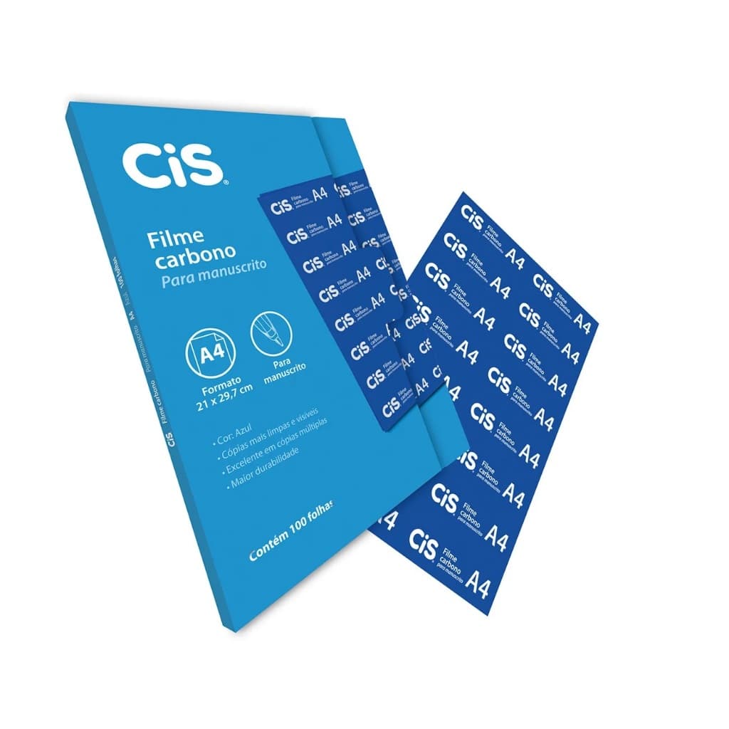 Kit Com 10 Folhas de Papel Carbono CIS Tamanho A4 Cor Azul