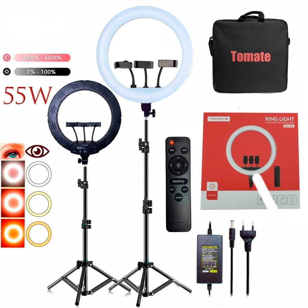 Ring Light Original Tomate 18 Polegadas + Tripe  controle e bolsa