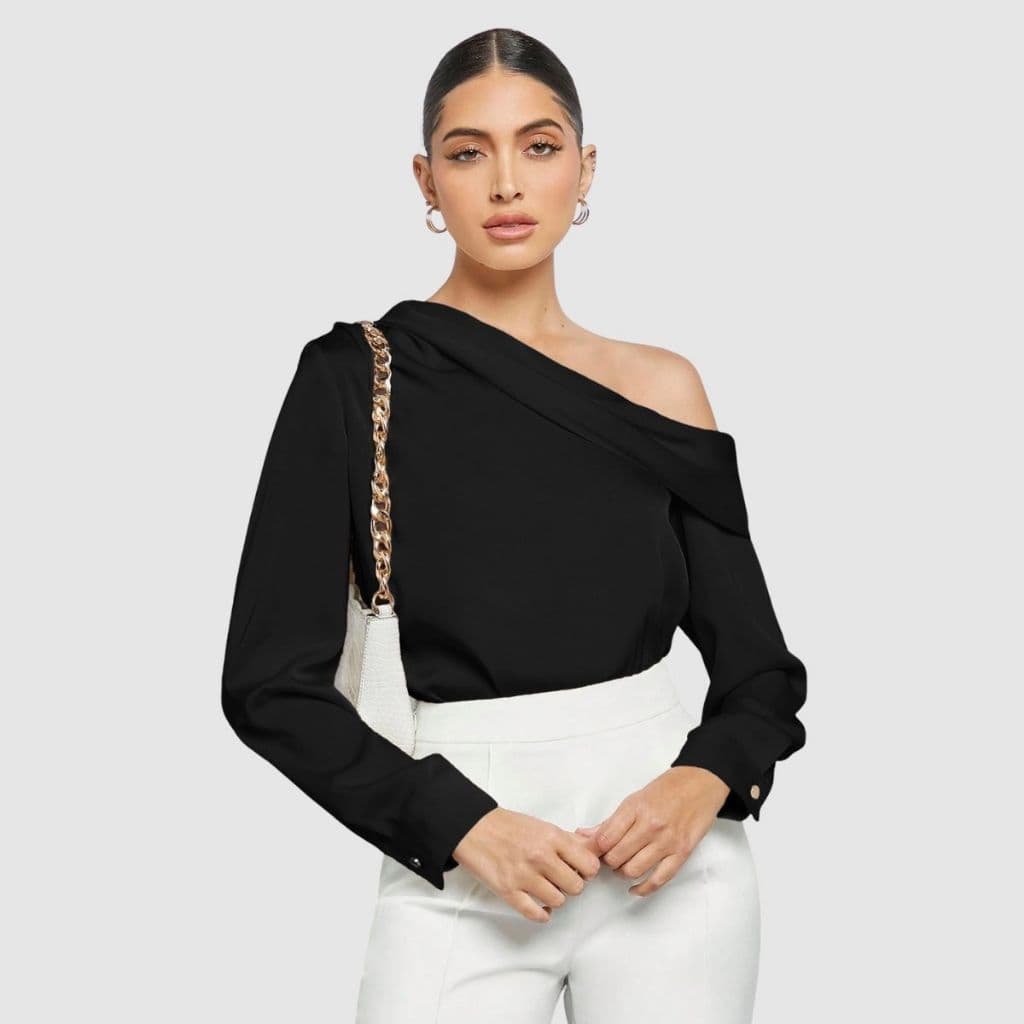 Blusa Feminina Social Manga Assimetrica Moda Elegante E Confortável