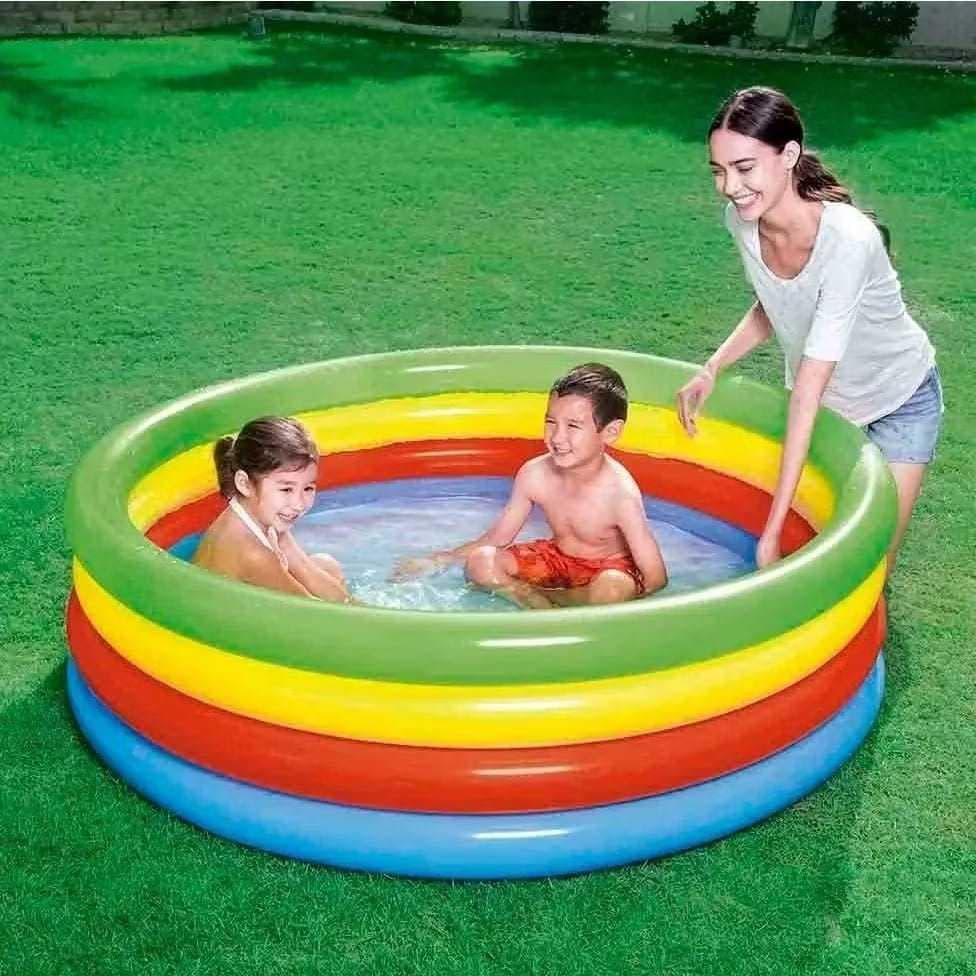 Piscina Inflável Infantil 522 Litros 4 anéis - Brinquedo Infantil Crianças Verão Inflável